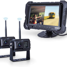 Yuwei Digital Wireless Backup Camera System,YW-77214 Dual HD 720P Camera Wireless Reverse System with Night Vision and Wide Viewing Angles, 7inch Wireless Monitor Split Screen for Trailer, RVs, Ca