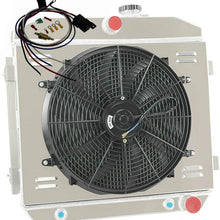OzCoolingParts 4 Row Core Aluminum Radiator + 2 x 10" Fan w/Shroud + Thermostat/Relay Wire Kit for 1955-1957 1956 Chevry Bel Air/Del Ray/Nomad/210/150 V8, V8 Engine