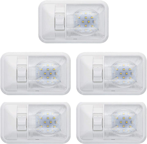 Skywin Camper Lights - 5 Pack 12V Single Dome RV LED Lights Interior for RV, Boat, Car, Trailer, Camper Van - Bright and Long Lasting RV Lights Includes ON/Off Switch