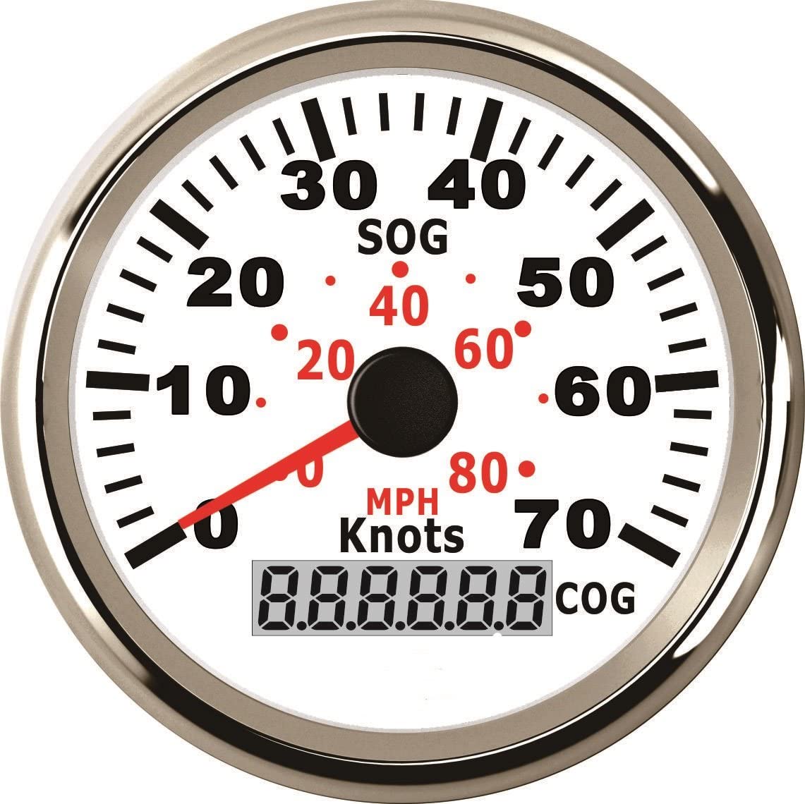 ELING Waterproof GPS Speedometer 0-70Knots Speed with COG for Marine with Backlight 3-3/8'' (85mm) 9-32V (LED Shows Course not Odometer)
