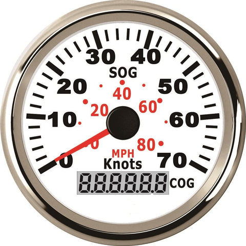 ELING Waterproof GPS Speedometer 0-70Knots Speed with COG for Marine with Backlight 3-3/8'' (85mm) 9-32V (LED Shows Course not Odometer)