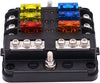 UMISKY 6-Way Fuse Box Blade Fuse Blocks with LED Warning Indicator Damp-Proof Cover for 12V/24V Automotive Car Truck Boat Marine Bus RV Van, 6 Circuit Independent Positive Negative
