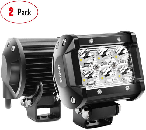Nilight Led Pods 2PCS 18W 1260LM Spot Led Off Road Lights Super Bright Driving Fog Light Boat Lights Driving Lights Led Work Light SUV Jeep Lamp, 2 Years Warranty