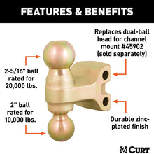 CURT 45923 Replacement Dual-Ball for Adjustable Trailer Hitch Ball Mount #45902