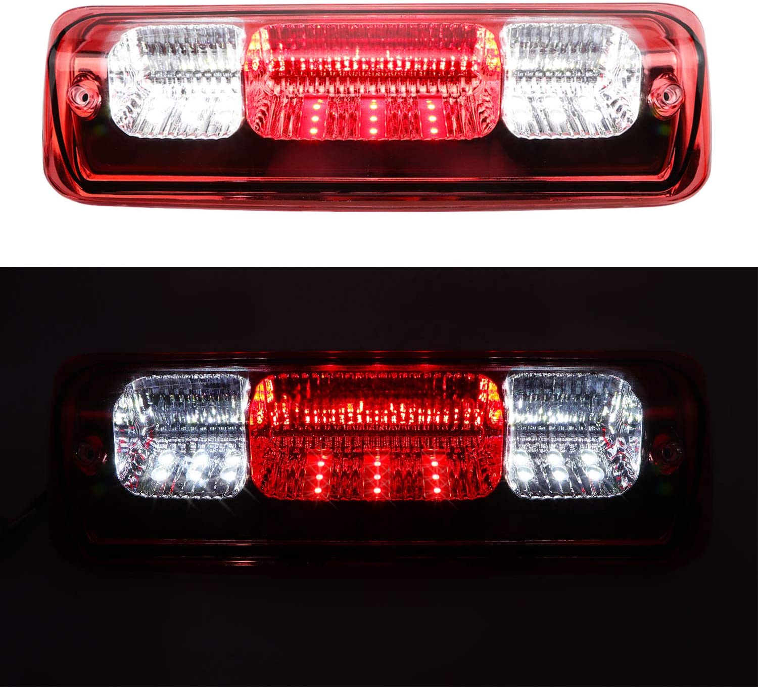 Sanzitop LED 3rd Brake Light Assembly High Mount Brake Light Cargo Lamp for 2004-2008 Ford F150 2007-2010 Ford Explorer Sport Trac 2006-2008 Lincoln Mark LT Chrome Housing Red Lens