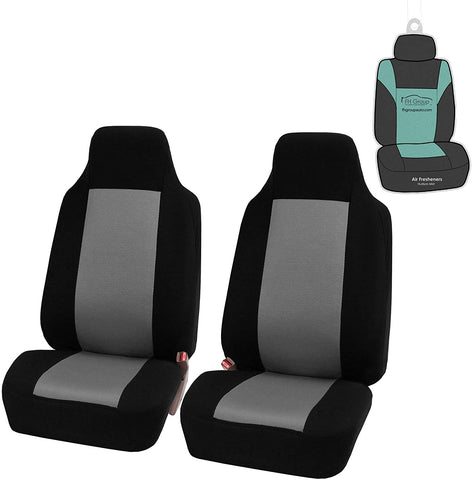 FH Group FB102102 Classic Cloth Seat Covers (Gray) Front Set with Gift – Universal Fit for Cars Trucks & SUVs