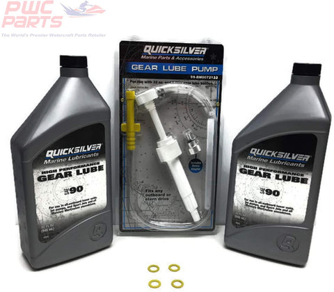 MERCURY TWIN Outboard Inboard I/O ALL Verado Optimax BlackMax Bravo I II III XR Racing High Perfornance Premium Gear Lube Qty. 2 - QUART Lower Unit Oil Change Kit w/ Pump & Gaskets for 2 Engines