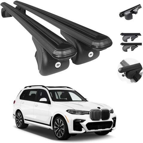 Roof Rack Cross Bars | Adjustable Aluminum Cargo Carrier Black Rooftop Luggage Crossbars Fits BMW X7 2019-2021