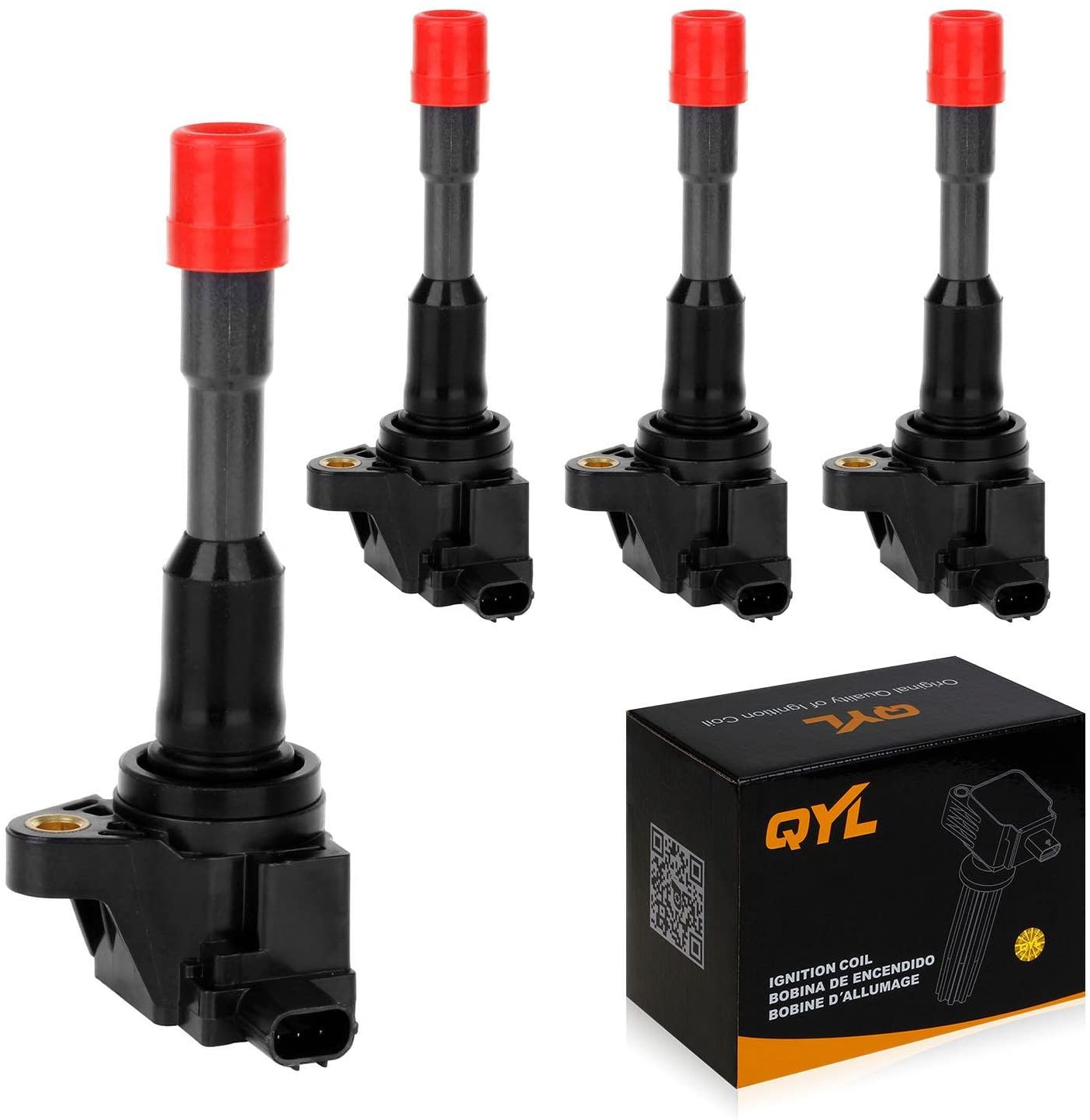 4Pcs Ignition Coil Pack Replacement for Honda Civic Hybrid 03 04 05 06 07 08 09 10 11 1.3L L4 UF374 C1408 5C1405, Front
