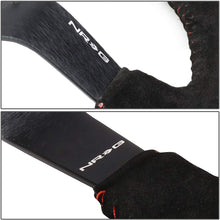 NRG Innovations Reinforced RST-036MB-S-RD 350mm Black Suede Steering Wheel + LED Keychain Flashlight