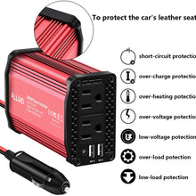300W Car Power Inverter DC 12V to 110V AC Converter 4.8A Dual USB Charging Ports Car Charger Adapter (Red)