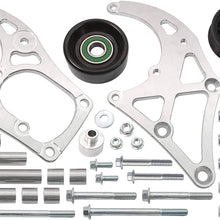 ICT Billet LS Truck A/C Air Conditioner Compressor Sanden 7176 Bracket Kit LQ4 LQ9 LSX AC with 1 wire power clutch natural cast aluminum R-134a refrigerant 551352-3