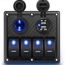 Nilight 4 Gang Rocker Switch Panel Waterproof Pre-wired Switch Panel with USB Charger & Power Socket and Fuse DC 12V 24V Rocker Switch Panel for Car Rv Vehicles Trucks,2 Years Warranty