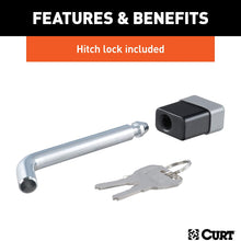 CURT 45142 Trailer Hitch Ball Mount with 2-Inch Trailer Ball & Hitch Lock, Fits 2-Inch Receiver, 7,500 lbs. GTW, 4-Inch Drop