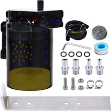 SPEEDWOW Aluminum Oil Catch Can Tank Filter Baffled With Breather Filter And Hose Kit Universal (Blue)