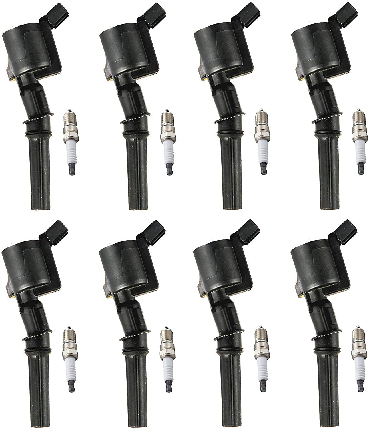 ENA Set of 8 Spark Plugs and 8 Ignition Coils compatible with 2000-2011 Ford F-150 Lincoln Town Car Mercury Grand Marquis Expedition Explorer E-150 Crown Victoria 4.6L V8 FD503 SP413