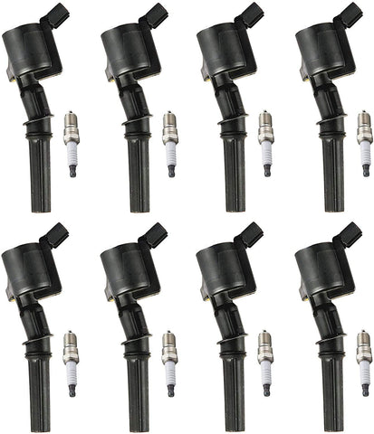 ENA Set of 8 Spark Plugs and 8 Ignition Coils compatible with 2000-2011 Ford F-150 Lincoln Town Car Mercury Grand Marquis Expedition Explorer E-150 Crown Victoria 4.6L V8 FD503 SP413