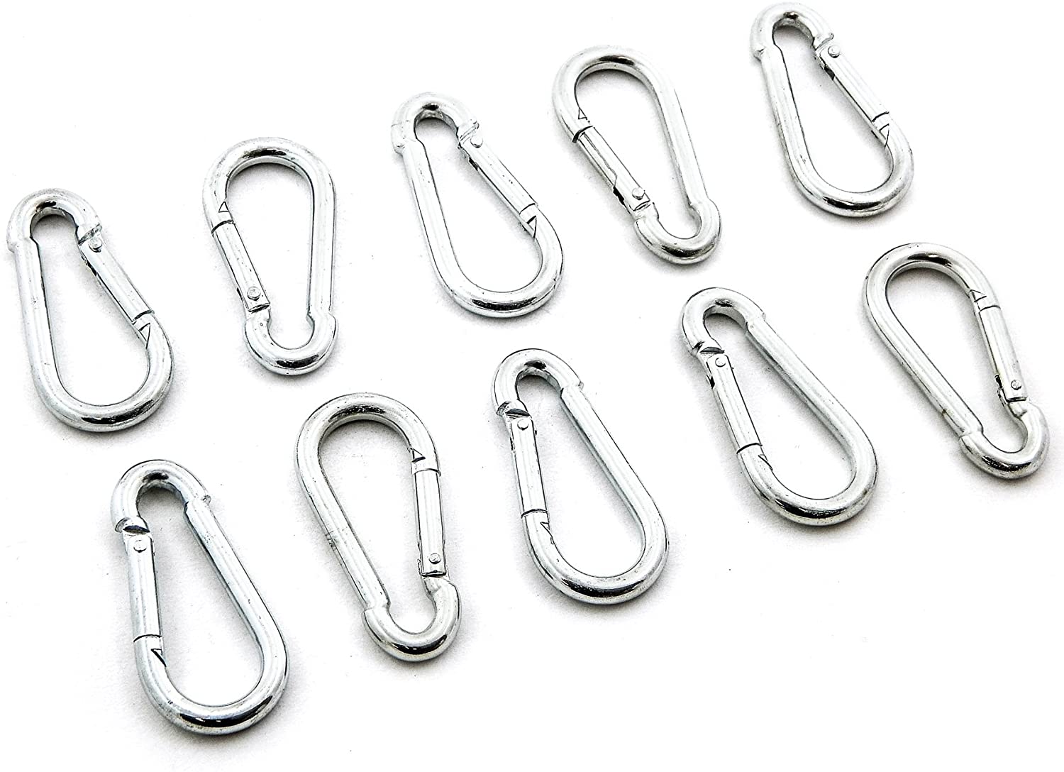 Red Hound Auto 10 Steel Spring Snap Quick Link Carabiner Hook Clips 2-3/8 Inches Length - Medium Duty 130 Pound - 7/32 Inches Thick