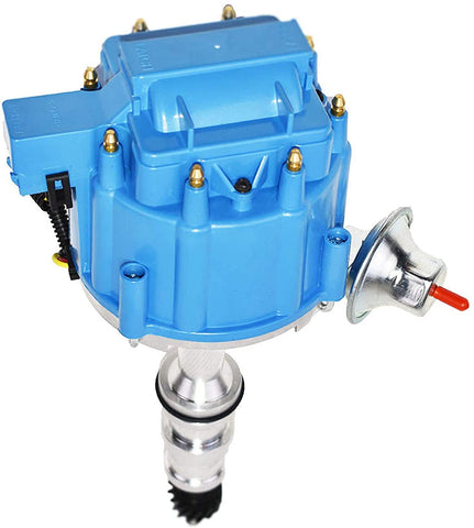 A-Team Performance HEI Complete Distributor 65,000 Volts Coil Compatible With Big Block Ford FE V8 352 360 390 406 410 427 428 One-Wire Installation Blue Cap