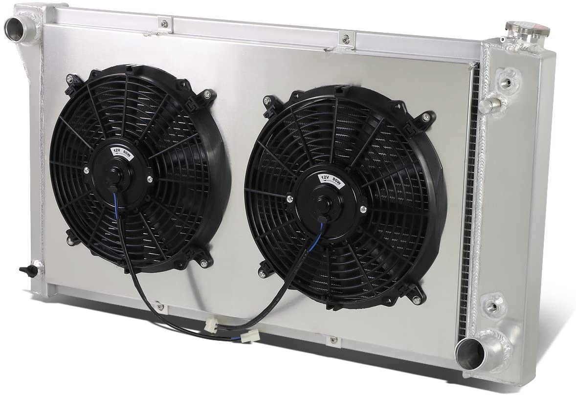 Replacement for Chevy/GMC C/K Series Pickup 3-Row Aluminum Radiator + 12V Fan Shroud
