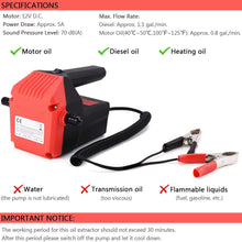 Suteck Oil Change Pump Extractor DC 12V 60W Motor Oil Diesel Quick Extract Transfer Scavenge Suction Pump For Car Boat Motorbike Truck RV ATV and Other Vehicles