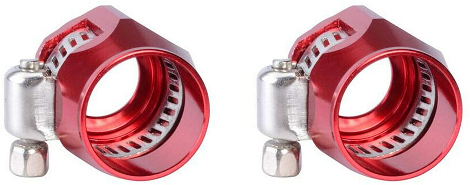 Two (2) Fuel Hose Line End Cover Clamp Adapter Fitting Connectors AN6#Red EMUSA