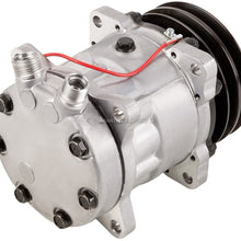 AC Compressor & 125mm 2 Groove A/C Clutch Replaces Sanden SD7H13 7312 w/ 12v 1-Wire Clutch Switch - BuyAutoParts 60-01842NA New