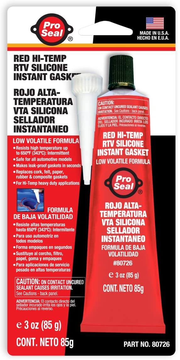Pro Seal 80726 Red Hi-Temp RTV Silicone Instant Gasket. 3 oz.