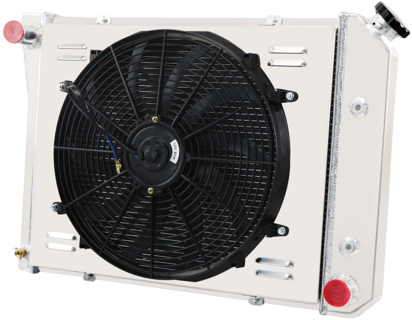 CoolingCare 3 Row Core Radiator +Shroud Fan +Relay Suit for 1969-74 Nova/Firebird, 1971-73 Camaro/Impala Caprice, Many GM Models