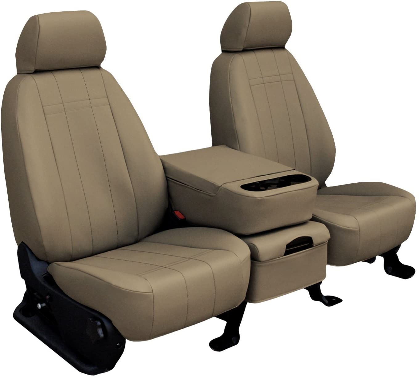 Rear SEAT: ShearComfort Custom Imitation Leather Seat Covers for Toyota Corolla (2020-2020) in Beige for 40/60 Split Back Solid Bottom w/Pullout Arm and 3 Adjustable Headrests (LE Model)
