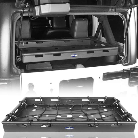 Hooke Road Wrangler Interior Cargo Basket Rack Security Luggage Carrier Compatible with Jeep Wrangler JK Unlimited 4-Door 2011-2018