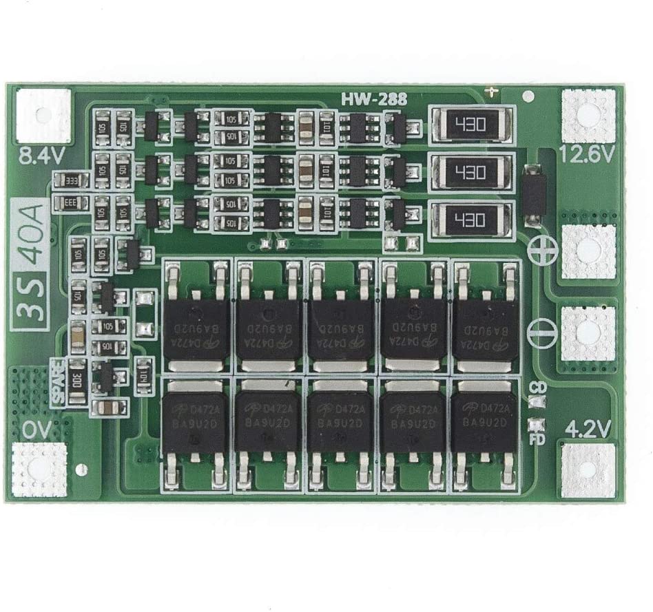 ZEFS--ESD Electronic Module 3S 40A Li-ion Lithium Battery Charger Lipo Cell Module PCB BMS Protection Board for Drill Motor 12.6V with Balance