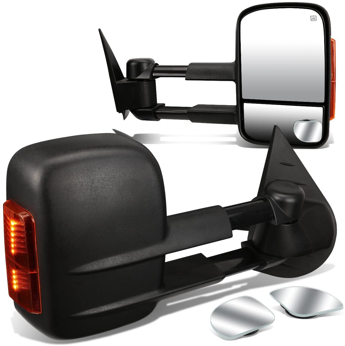 DNA Motoring TWM-003-T888-BK-AM+DM-074 Pair of Towing Side Mirrors + Blind Spot Mirrors
