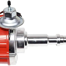 A-Team Performance HEI Complete Distributor 65,000-volt Coil Male Cap Compatible with AMC Jeep V8 290, 304, 343, 360 390 401 One Wire Installation, Red Cap