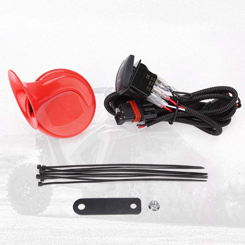 KEMIMOTO Universal UTV Horn Kit RZR Horn Kit UTV Horn Switch Kit Horn Kit With Button Horn Install Kit Compatible with RZR & Ranger Red