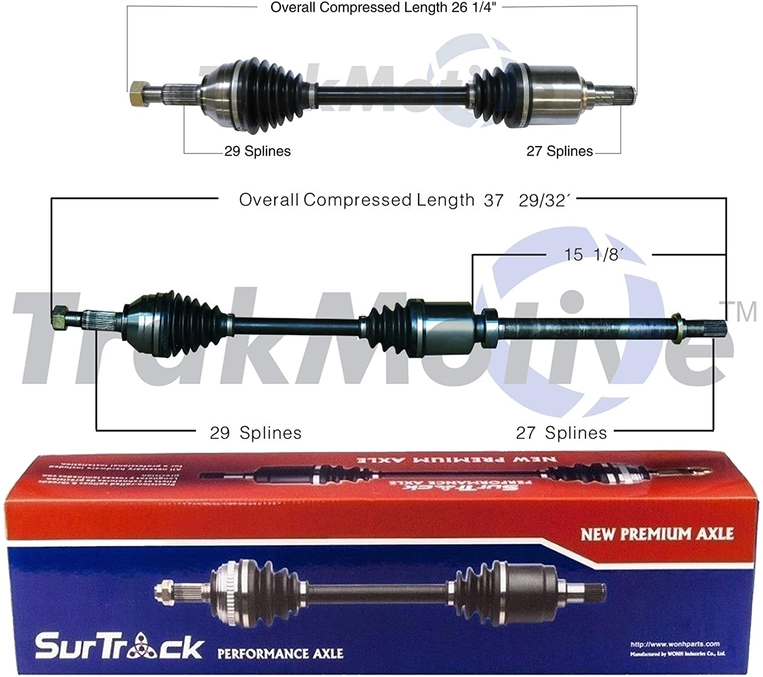 SurTrack Pair Set of 2 Front CV Axle Shafts For Nissan Rogue Automatic CVT FWD