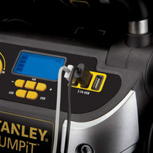 STANLEY J7C09D Digital Portable Power Station Jump Starter: 1400/700 Instant Amps, 120 PSI Air Compressor, 3.1A USB Ports, Battery Clamps