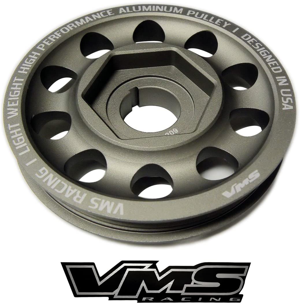 VMS Racing 99-00 Light Weight Billet Aluminum Crankshaft CRANK PULLEY Compatible with Honda Civic Si with the DOHC B16 engines B16A2 1999-2000