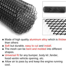 uxcell 40x13 Inch Car Grille Mesh Aluminum Alloy Sheet Grid Universal Bumper Rhombic Hole 10x20mm Black