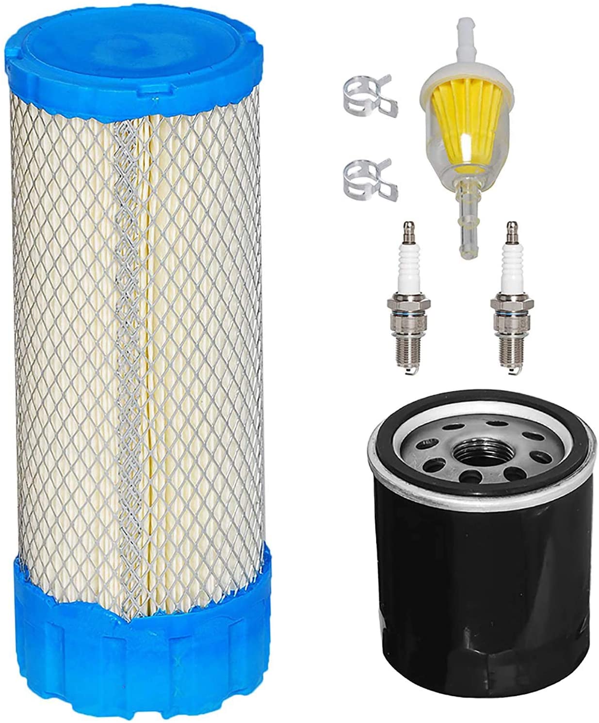 HIFROM 11013-7038 Air Filter Fuel Filter Spark Plug Oil Filter Kit Replacement for Kawasaki FX751V FX801V FX850V FX921V FX1000V John Deere Z830A Z850A Z860A Z925 Z930 Z950 Z960 Z970