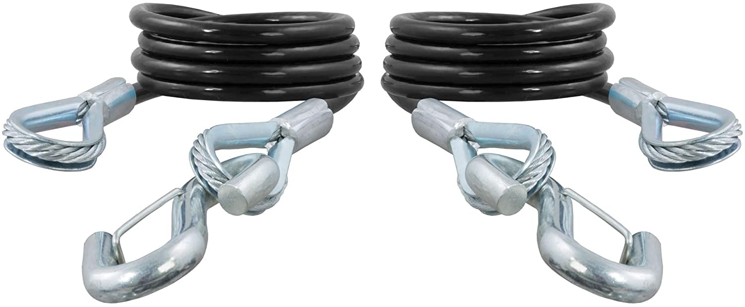 CURT 80136 43-7/8-Inch Vinyl-Coated Trailer Safety Cables, 3/8-In Snap Hooks, 3,500 lbs Break Strength, 2-Pack