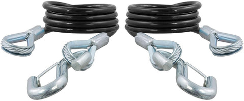 CURT 80136 43-7/8-Inch Vinyl-Coated Trailer Safety Cables, 3/8-In Snap Hooks, 3,500 lbs Break Strength, 2-Pack