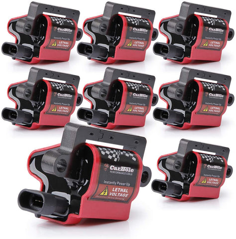 BANG4BUCK 8Pcs Ignition Coils Pack Square Type UF271 D581 + 8Pcs 8mm Spark Plug Wires Set High Voltage Energy for Cadillac Chevrolet GMC Part Number 12558693 12556893 3859078