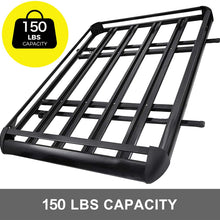 VEVOR Roof Rack Cargo Basket Universal Roof Rack Basket Aluminum Roof Mounted Cargo Rack 50X38 Inch for Car SUV Traveling Luggage Holder, with 150 LB Capacity