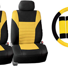 TLH 3D Air Mesh Fabric Front Set Seat Covers, Removable Headrests & Airbag Compatible, Yellow Color- Universal Fit for Cars, auto, Trucks, SUV