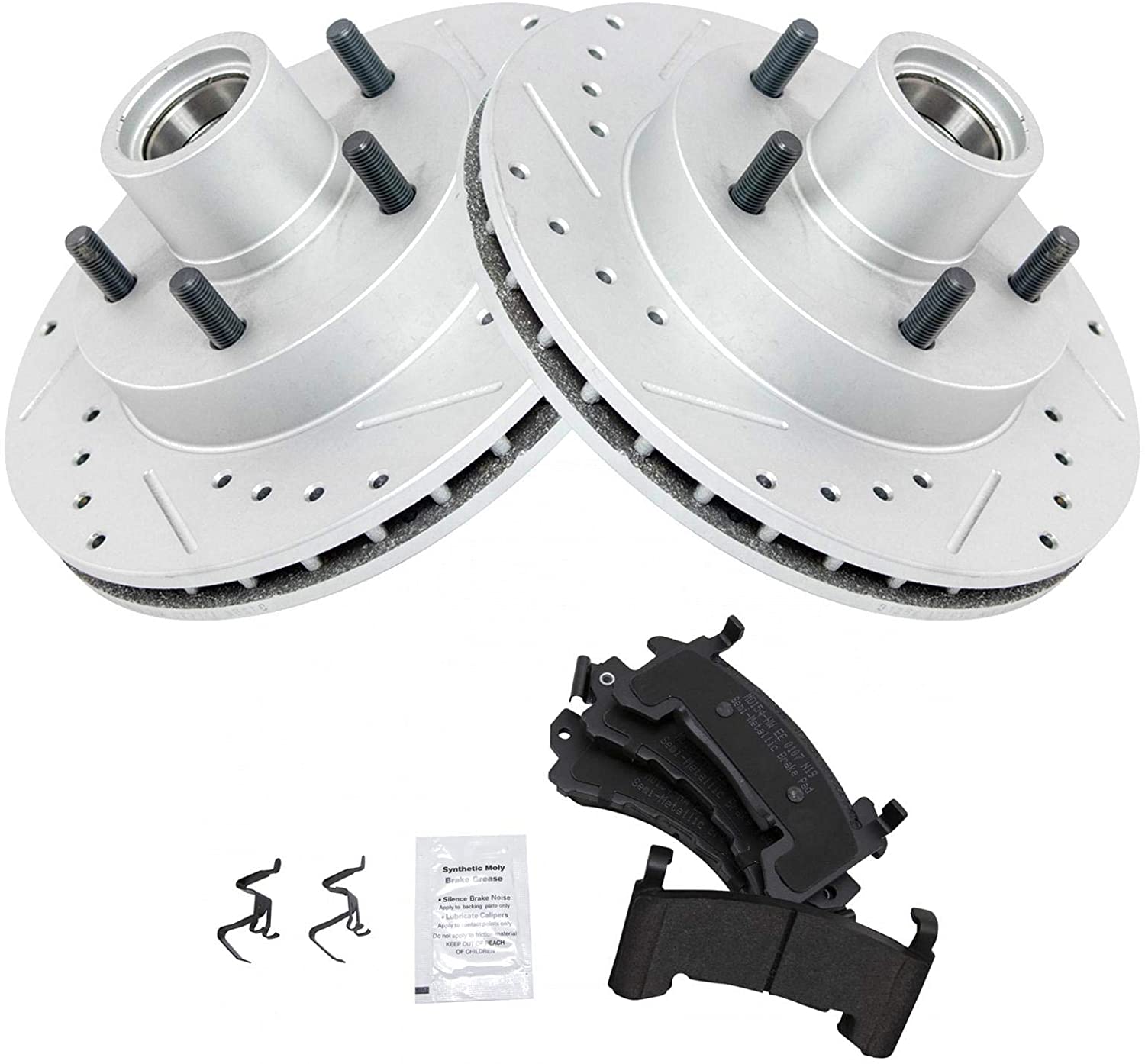 Semi Metallic Brake Pad & Performance Drilled Slotted Rotor Front Kit