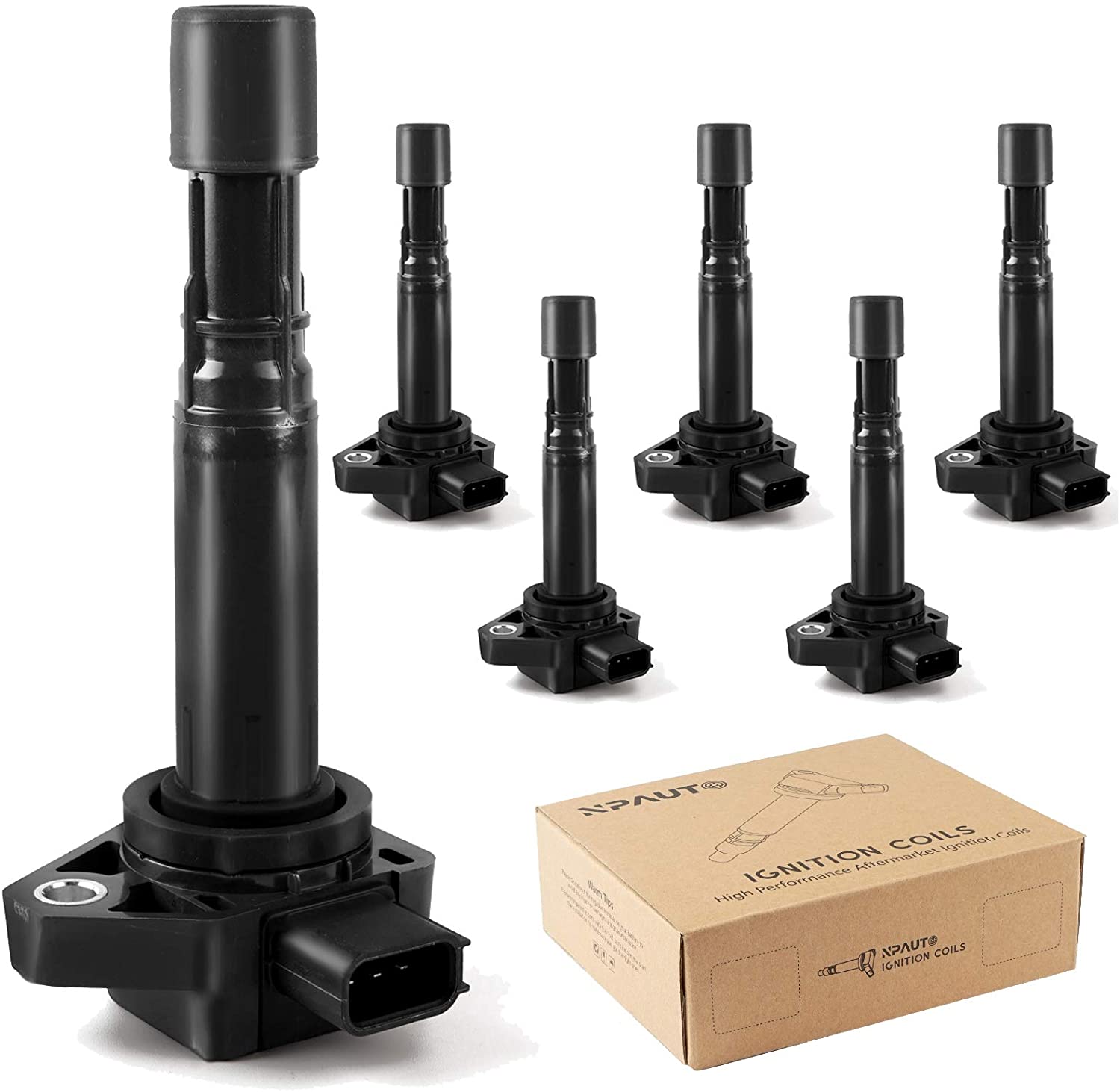 NPAUTO Ignition Coils Compatible with 2001-2009 Acura MDX, 02-04 EL, 03-08 Honda Pilot, 01-05 Civic, 04-07 Saturn Vue V6 3.5L 3.7L / L4 1.7L, Pack of 6