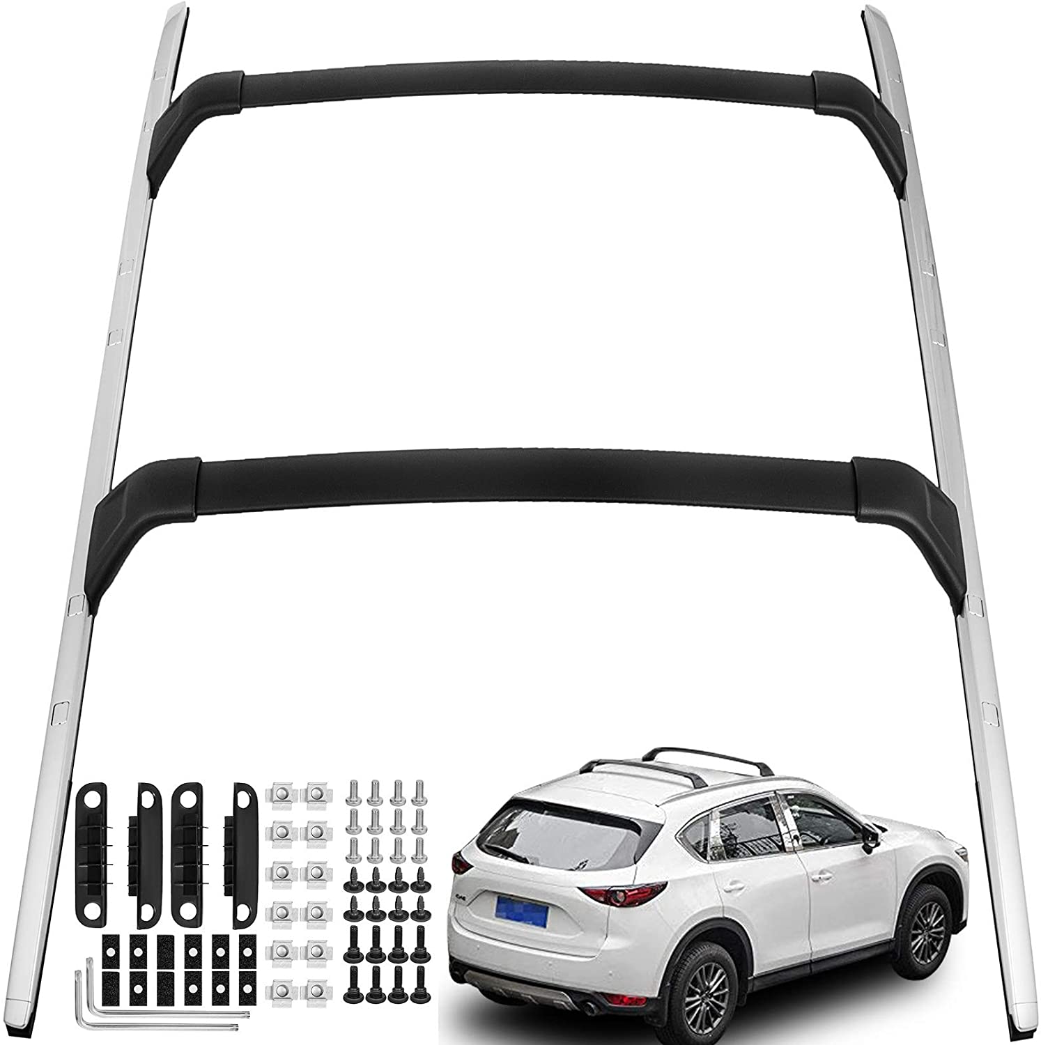Mophorn Roof Rack Compatible with Mazda CX-5 CX5 2017 2018 2019 2021 4PCS Roof Rack Rail Cross Bar Crossbar