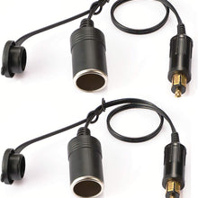 iMESTOU European Male Din Plug-US Female Cigarette Lighter Socket Adapter 12V-24V with Waterproof Cover