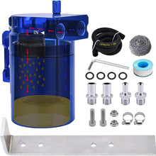 SPEEDWOW Aluminum Oil Catch Can Tank Filter Baffled With Breather Filter And Hose Kit Universal (Blue)